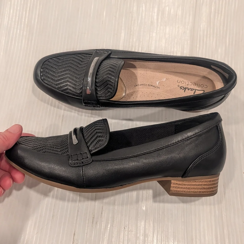 CLARKS Juliet Aster Women's Black Horsebit Loafers Size 8